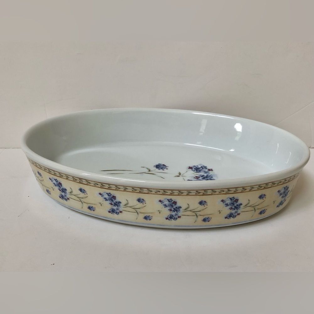 HERITAGE MINT ENCHANTED GARDEN OVAL BOWL BAKING 11"X7.5"X1.5" WHITE/FLORAL